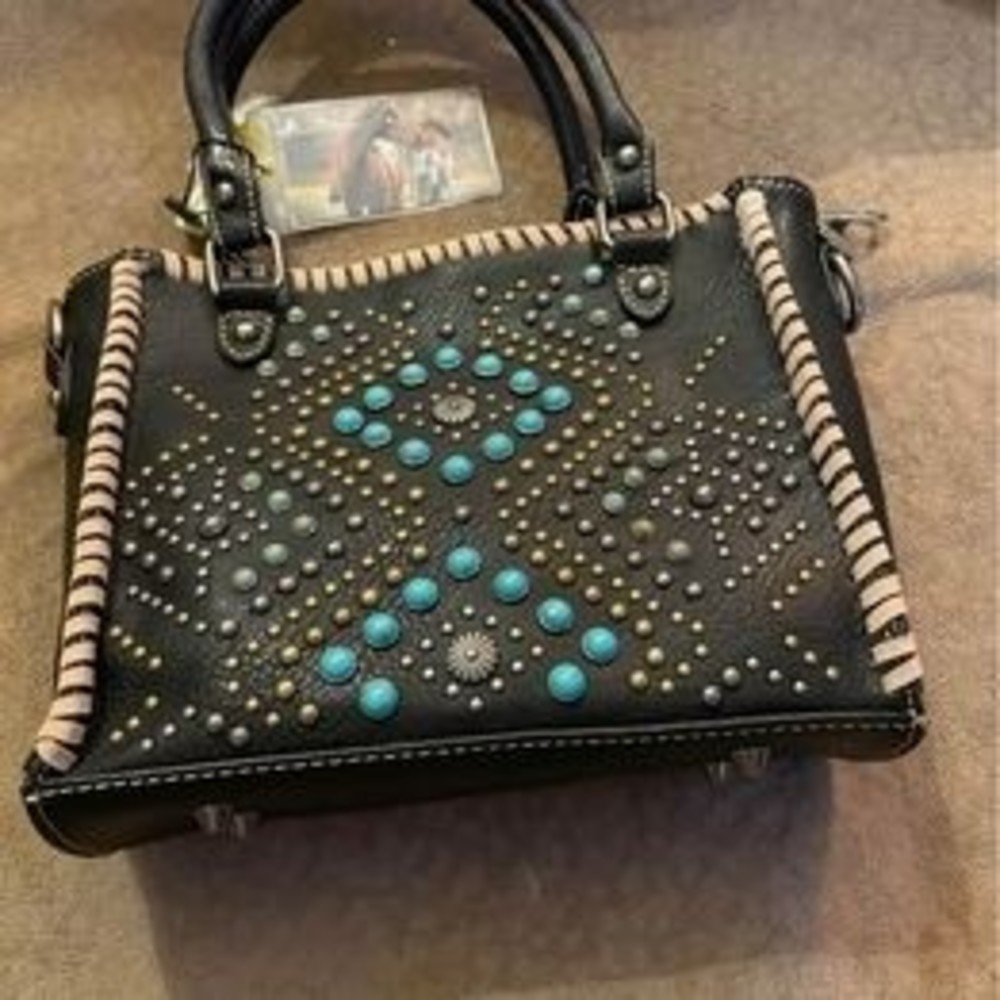 NWT Montana West Handbag With Extra Strap Southwest Faux Turquoise